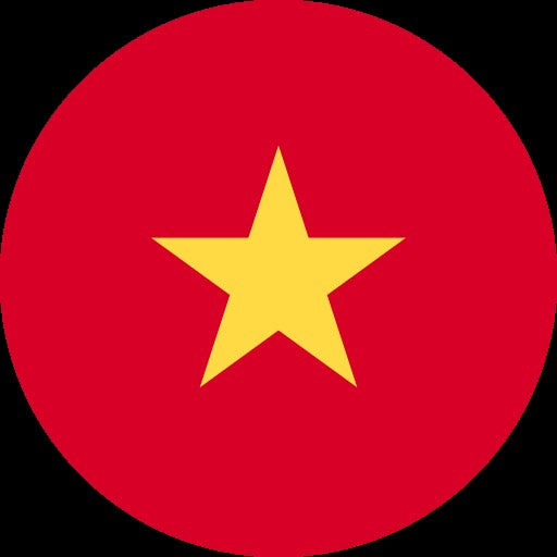 A red circle with a large yellow five-pointed star in the center, representing the national flag of Vietnam.