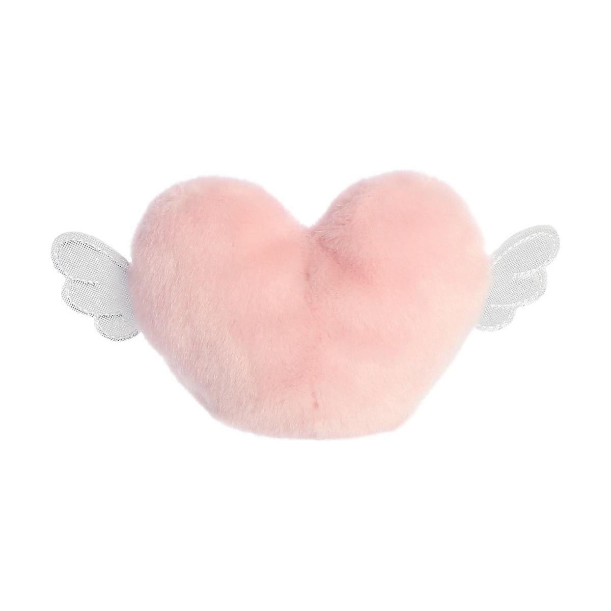 The Twice as Sweet Palm Pal Bliss Heart is a plush, light pink heart-shaped toy with white wings, offering a whimsical, angelic touch—an ideal Valentines Day gift.