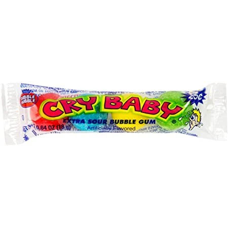 Twice as Sweet’s Dubble Bubble Cry Baby 4 Extra Sour Gum Balls 18g (USA) come in colorful, cartoon-style packaging—perfect for fans of intensely sour candy and classic Dubble Bubble flavor.