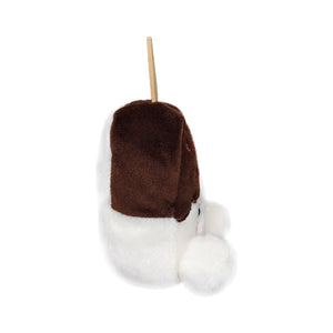 The Twice as Sweet Palm Pal Dolce Ice Cream Bar is a plush toy dog with white fur, brown on its head, floppy ears, and a wooden stick—perfect for summer fun.